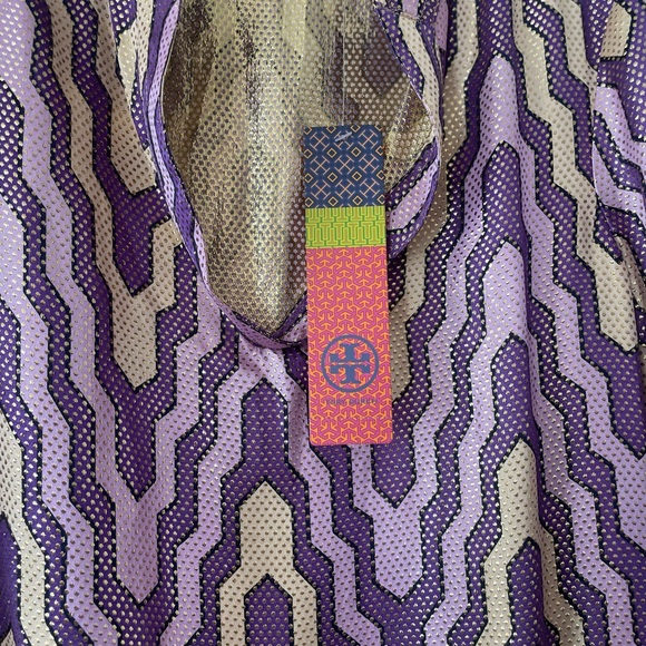 Tory Burch size 6 purple metallic woman’s long sleeve tunic top blouse new - Picture 7 of 8